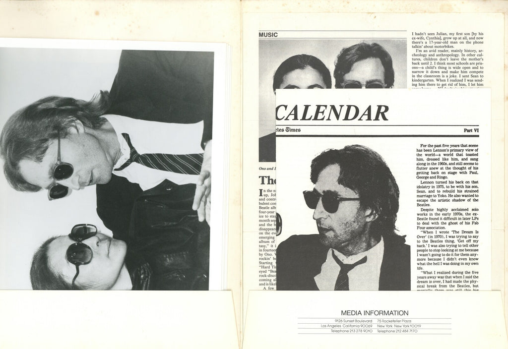 John Lennon and Yoko Ono Geffen Records press kit 1980