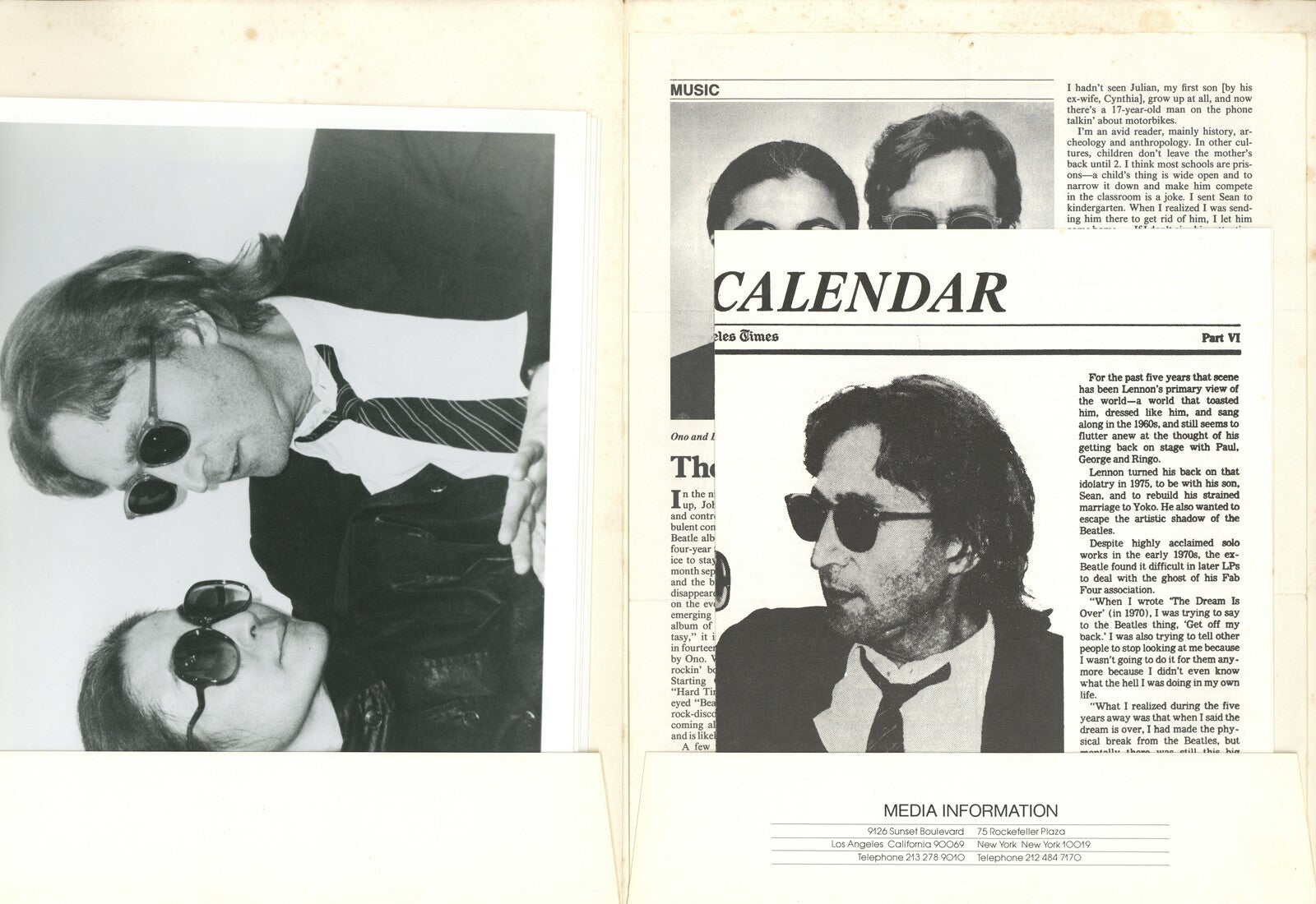 John Lennon and Yoko Ono Geffen Records press kit 1980