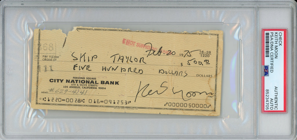 Keith Moon signed City National Bank Cheque 1975