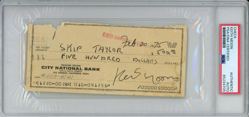 Keith Moon signed City National Bank Cheque 1975