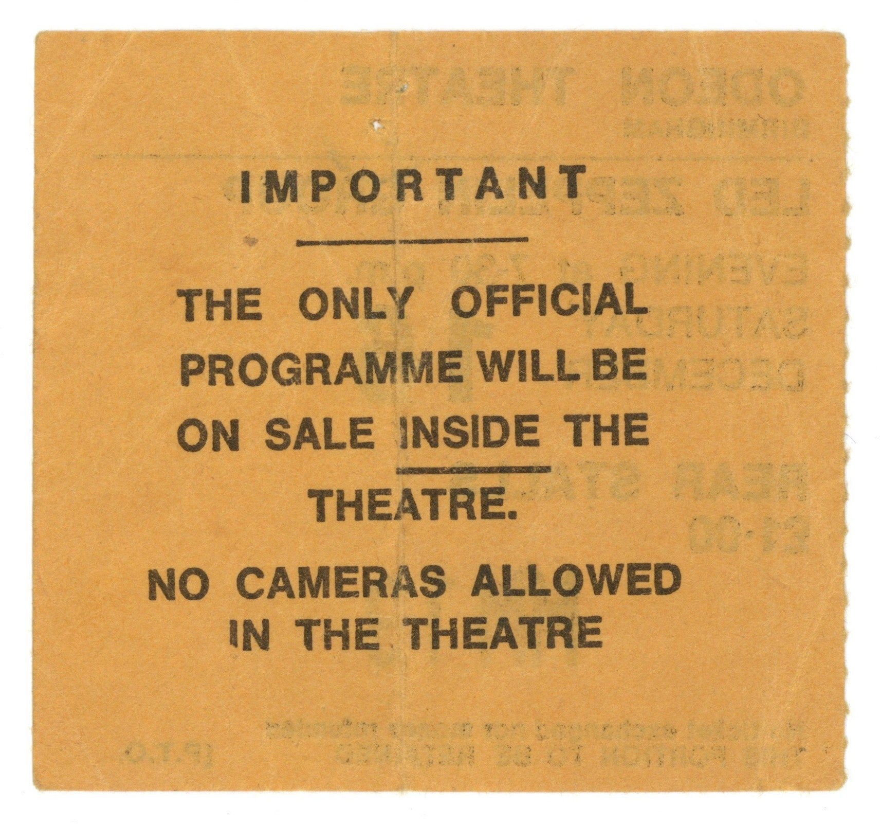 Led Zeppelin Ticket Stub Birmingham 1972