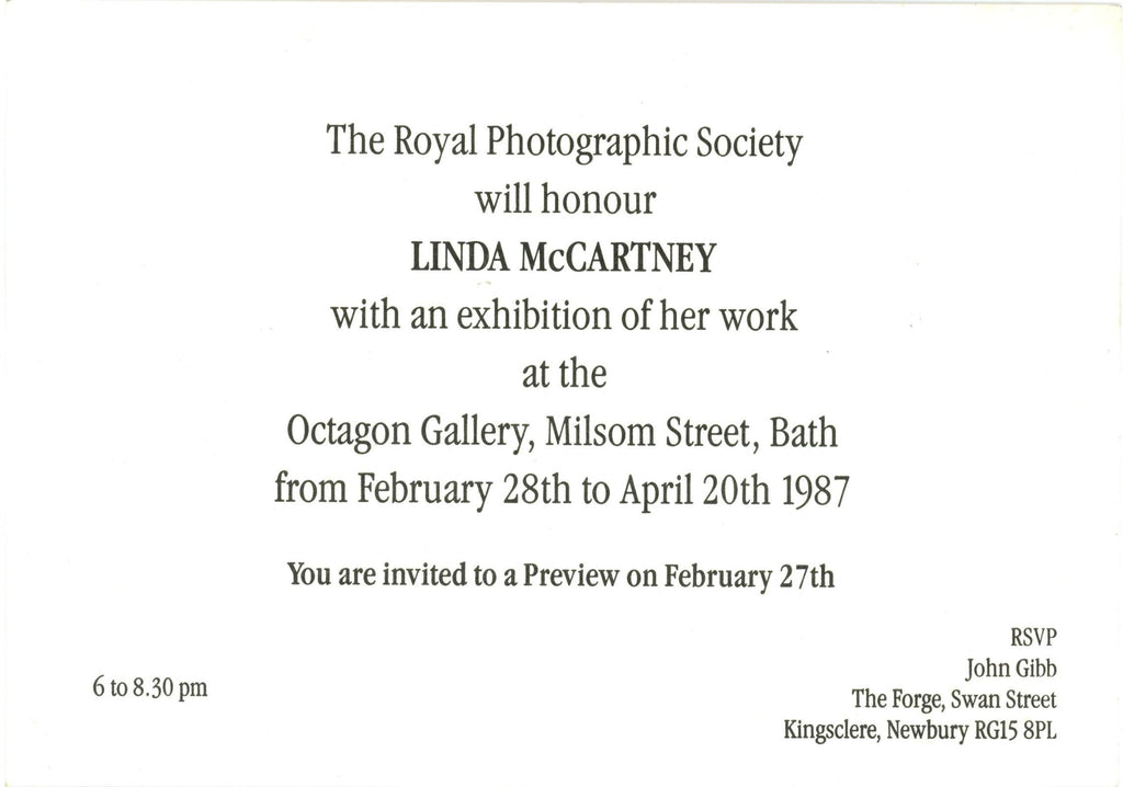 Linda McCartney royal photographic society art exhibition preview programme and invitation