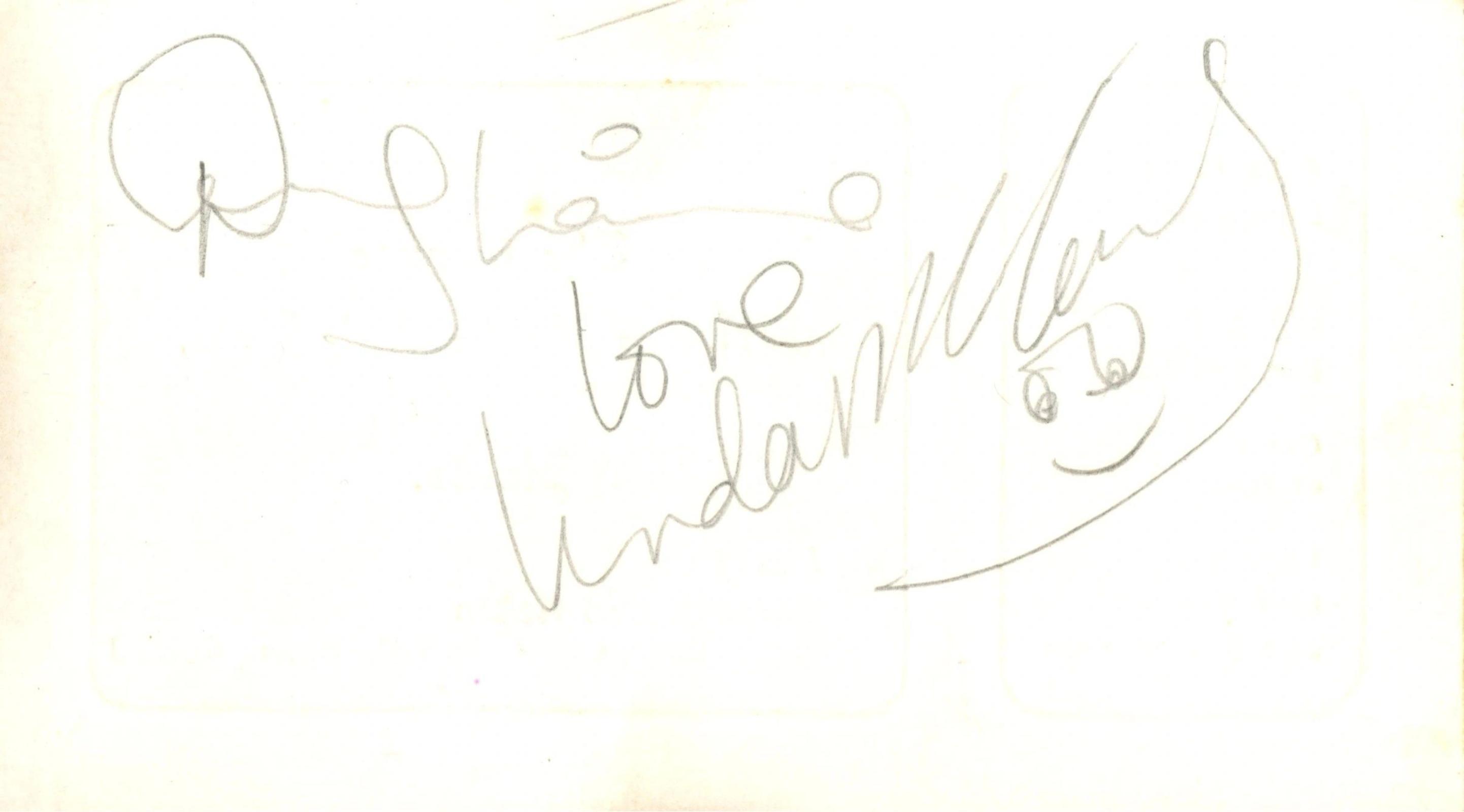Linda McCartney and Denny Laine signed business card 1979