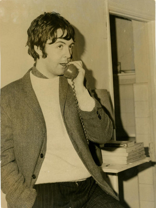A press photograph of Paul McCartney at Cavendish Avenue 28th of December 1967