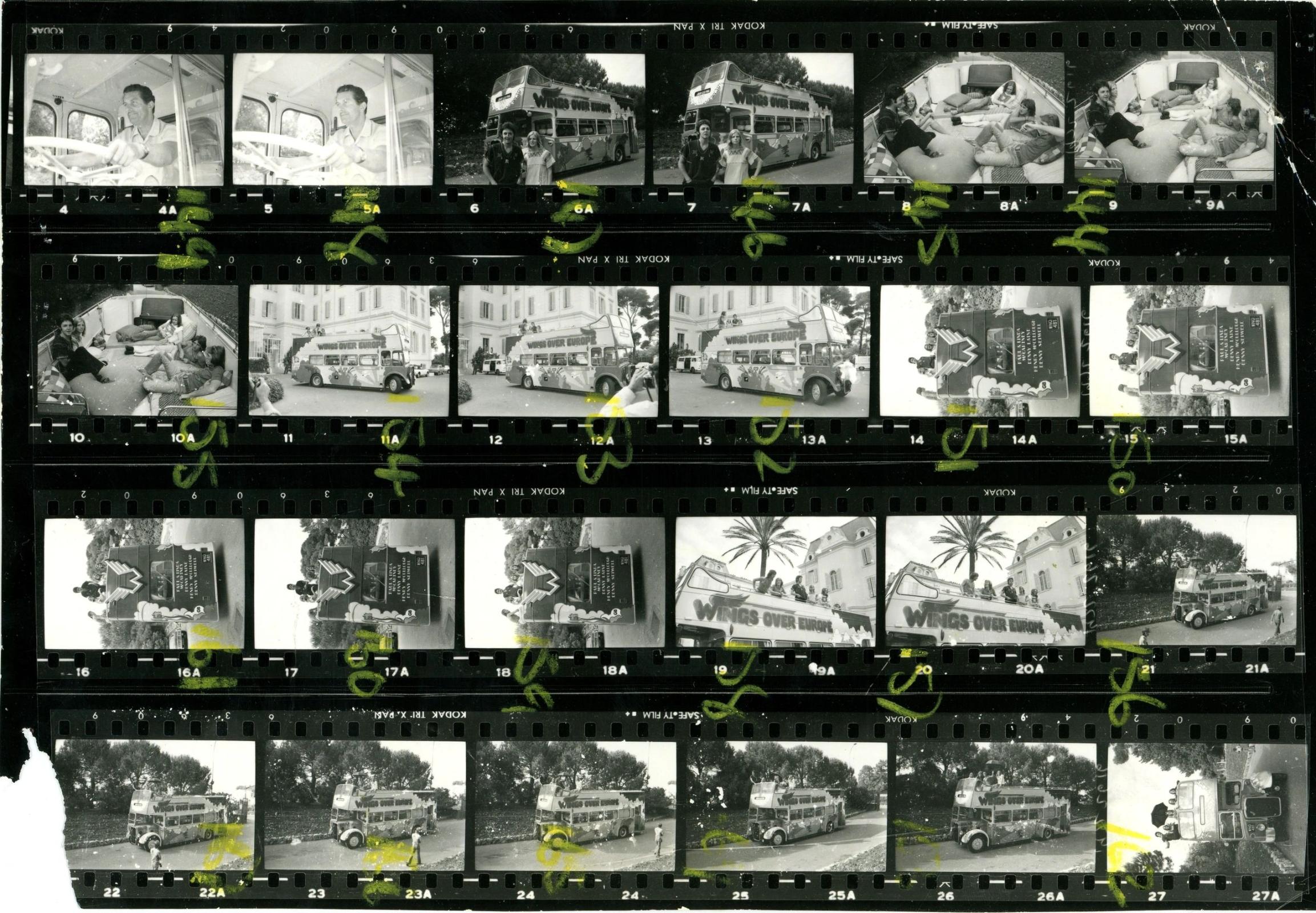 Paul McCartney and wings 1972 wings over Europe contact sheet
