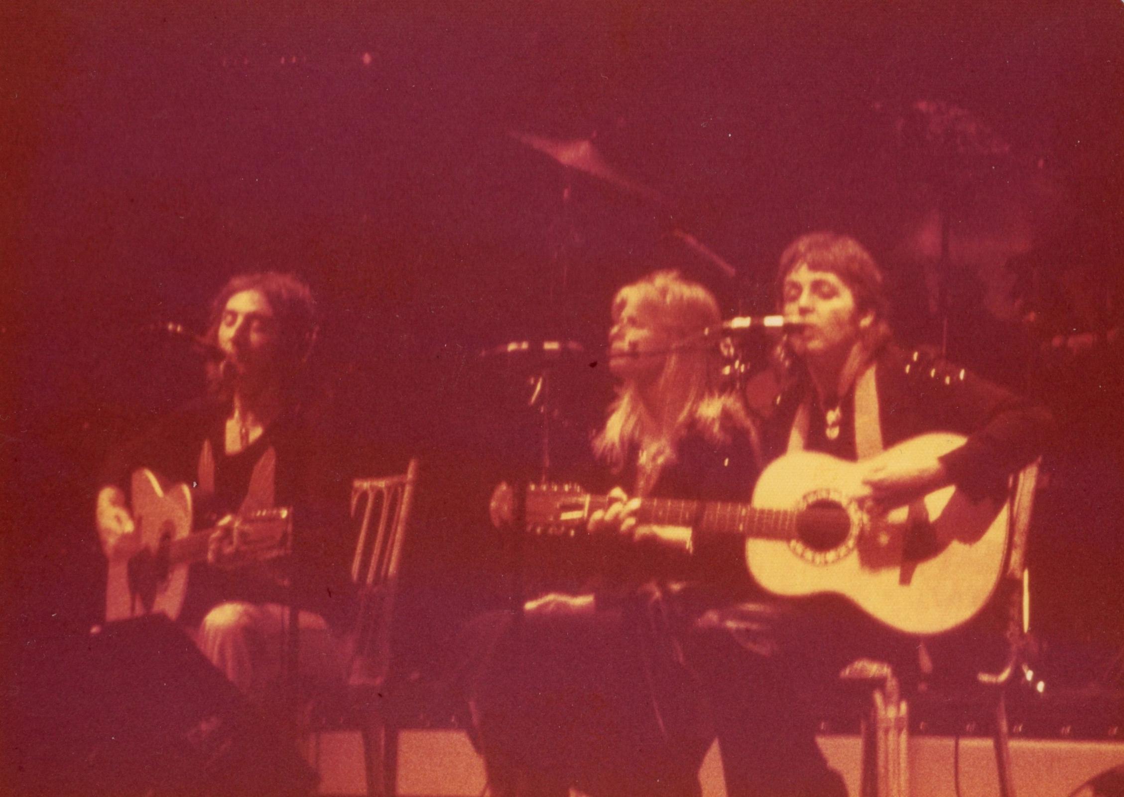Paul McCartney and Wings Empire pool 1976 photograph