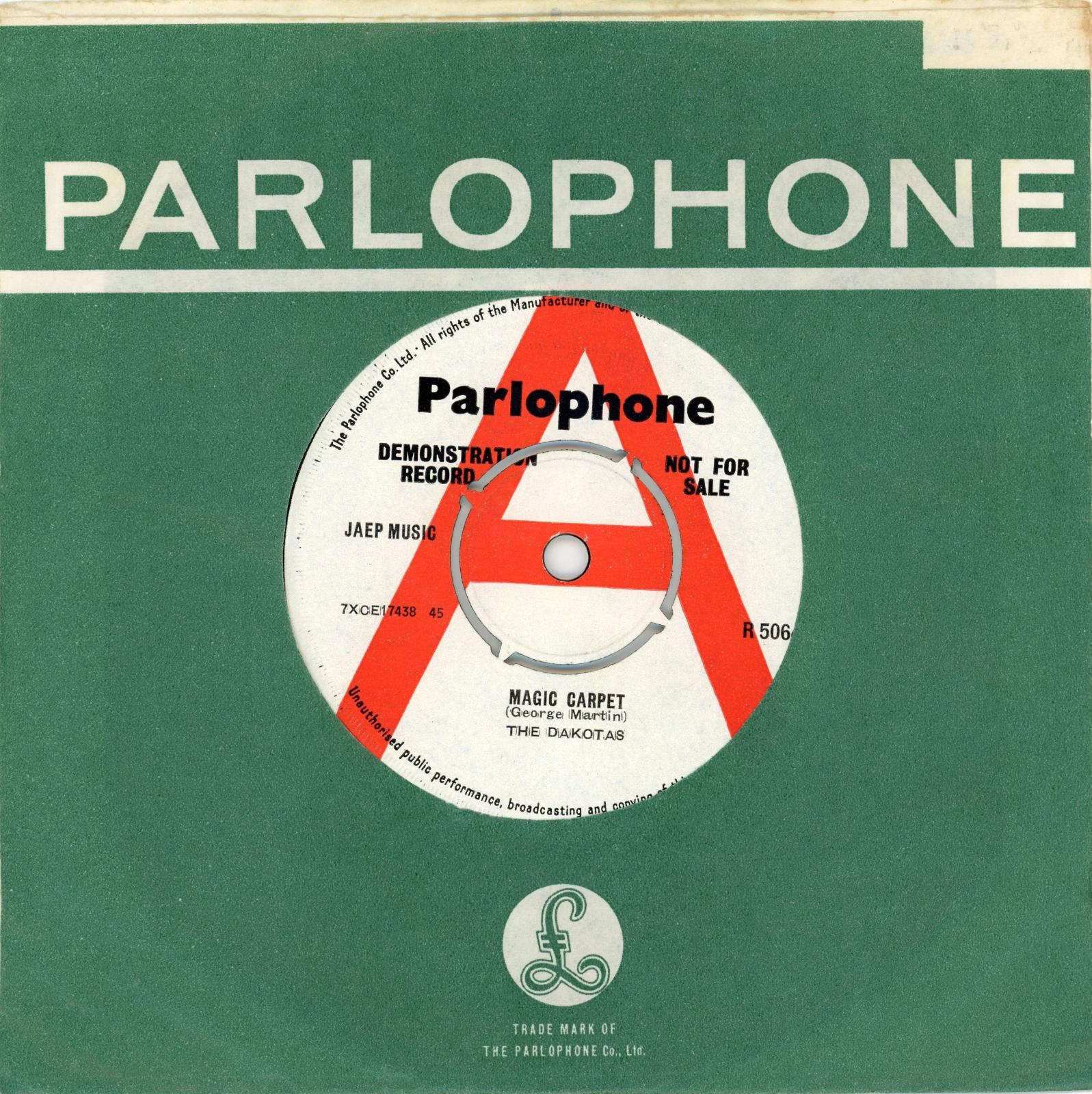 Billy J Karmer with The Dakotas Magic Carpet Parlophone A Label Demo 7 Inch