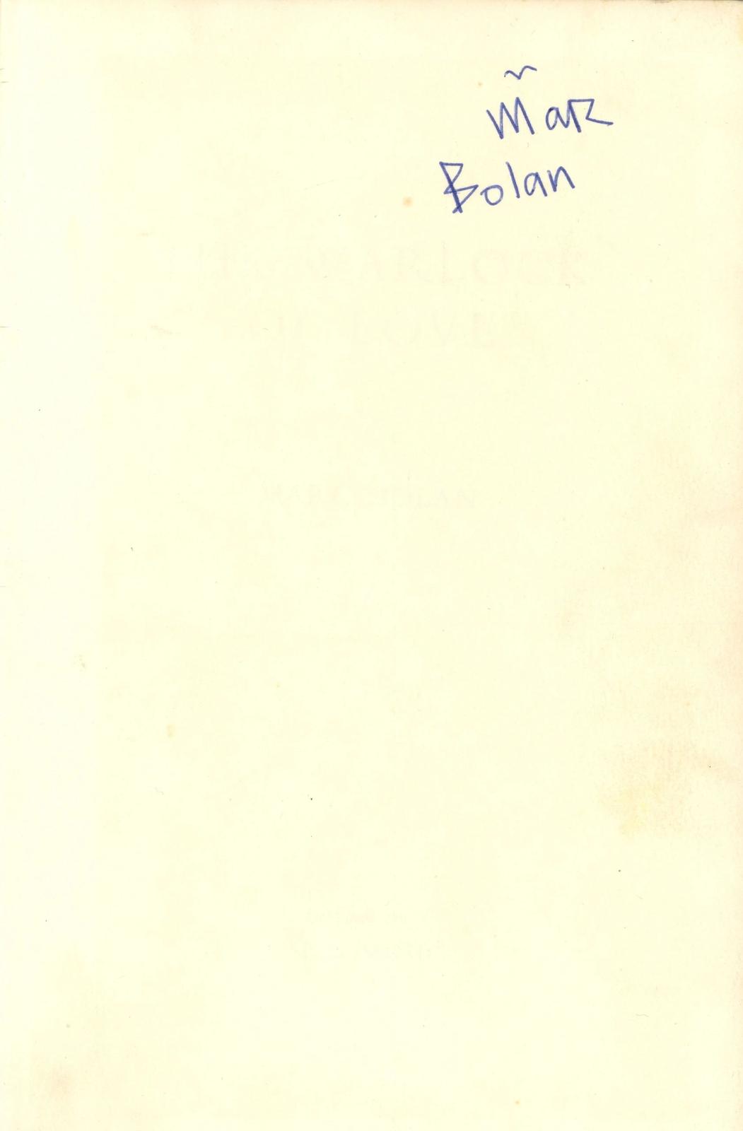 Marc Bolan signed The Warlock of Love