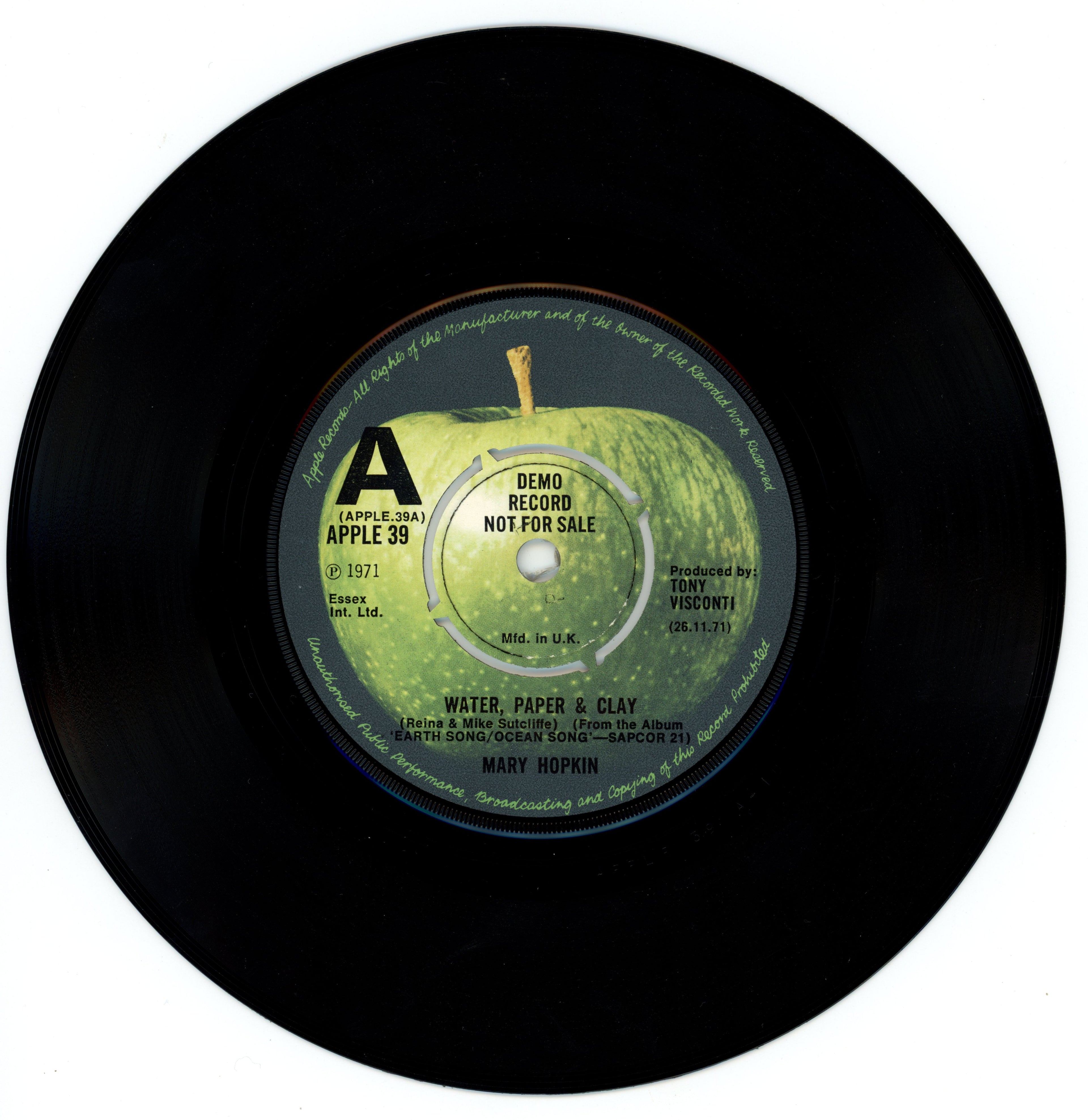 Mary Hopkins Water, Paper & Clay Demo Record