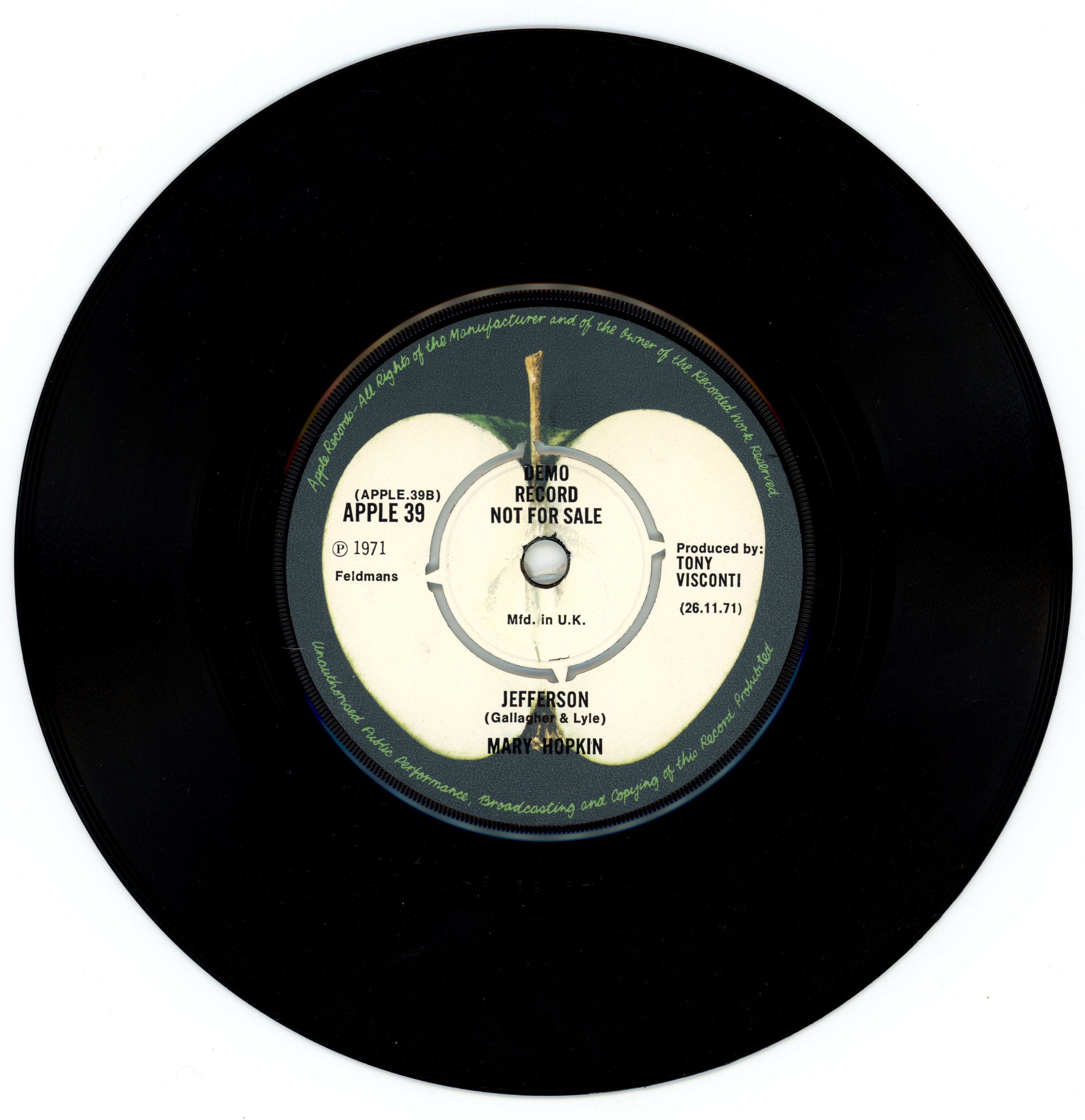 Mary Hopkins Water, Paper & Clay Demo Record