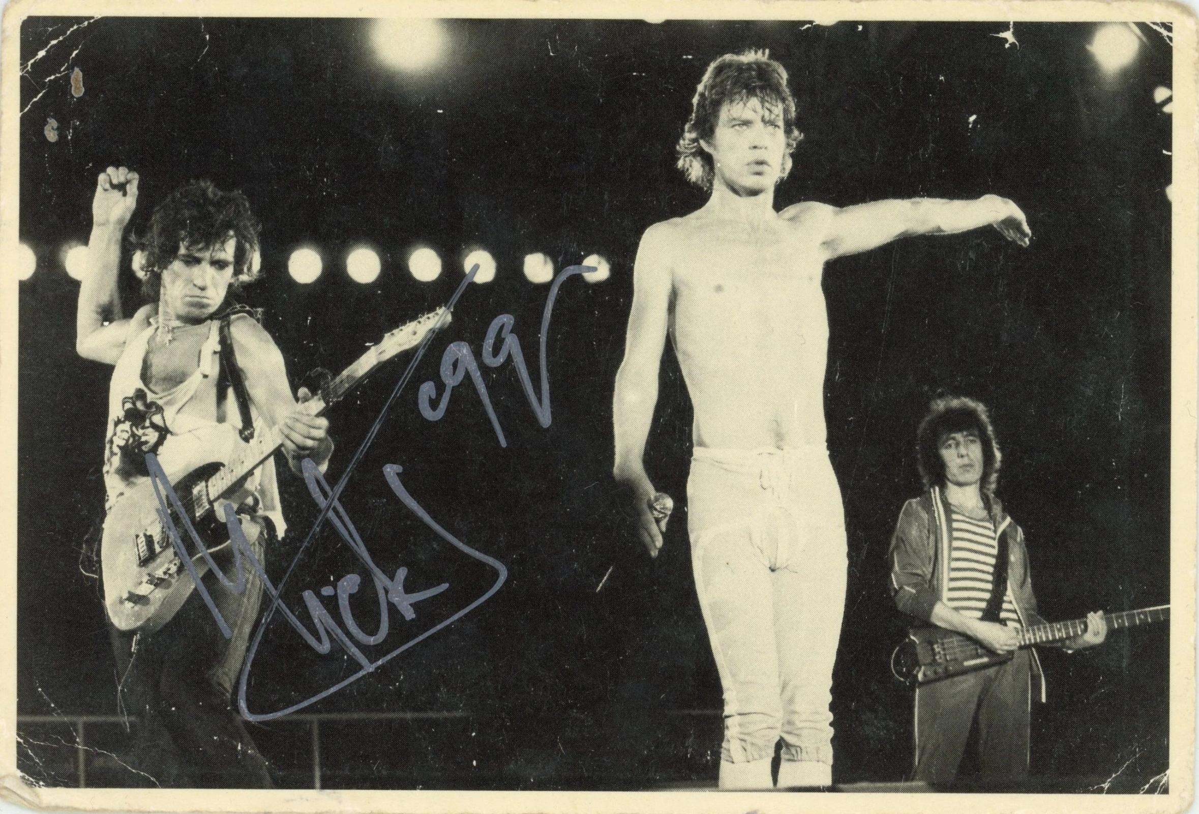 Mick Jagger Signed 1981 Postcard