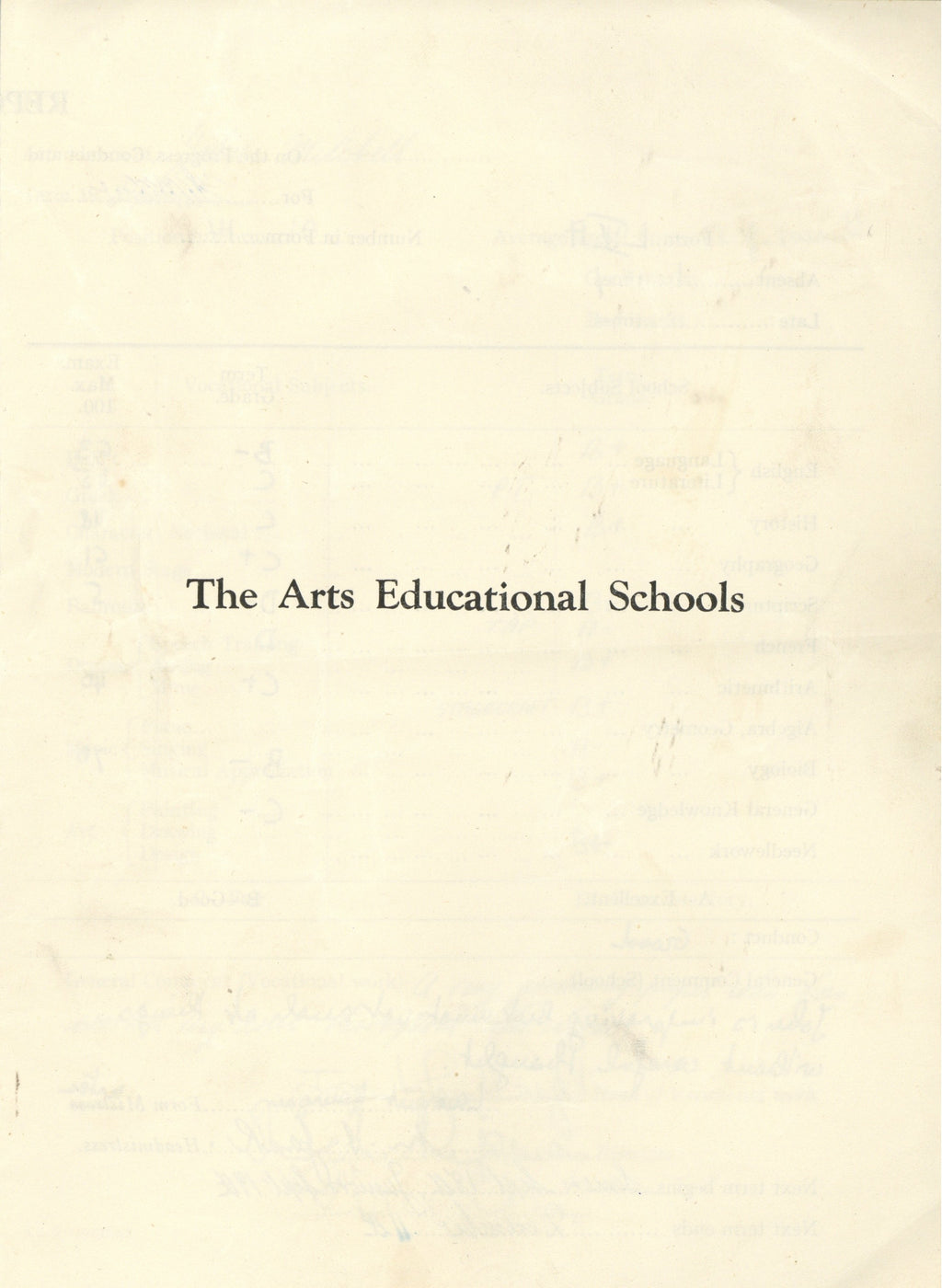 Mitch Mitchell school report card 1957