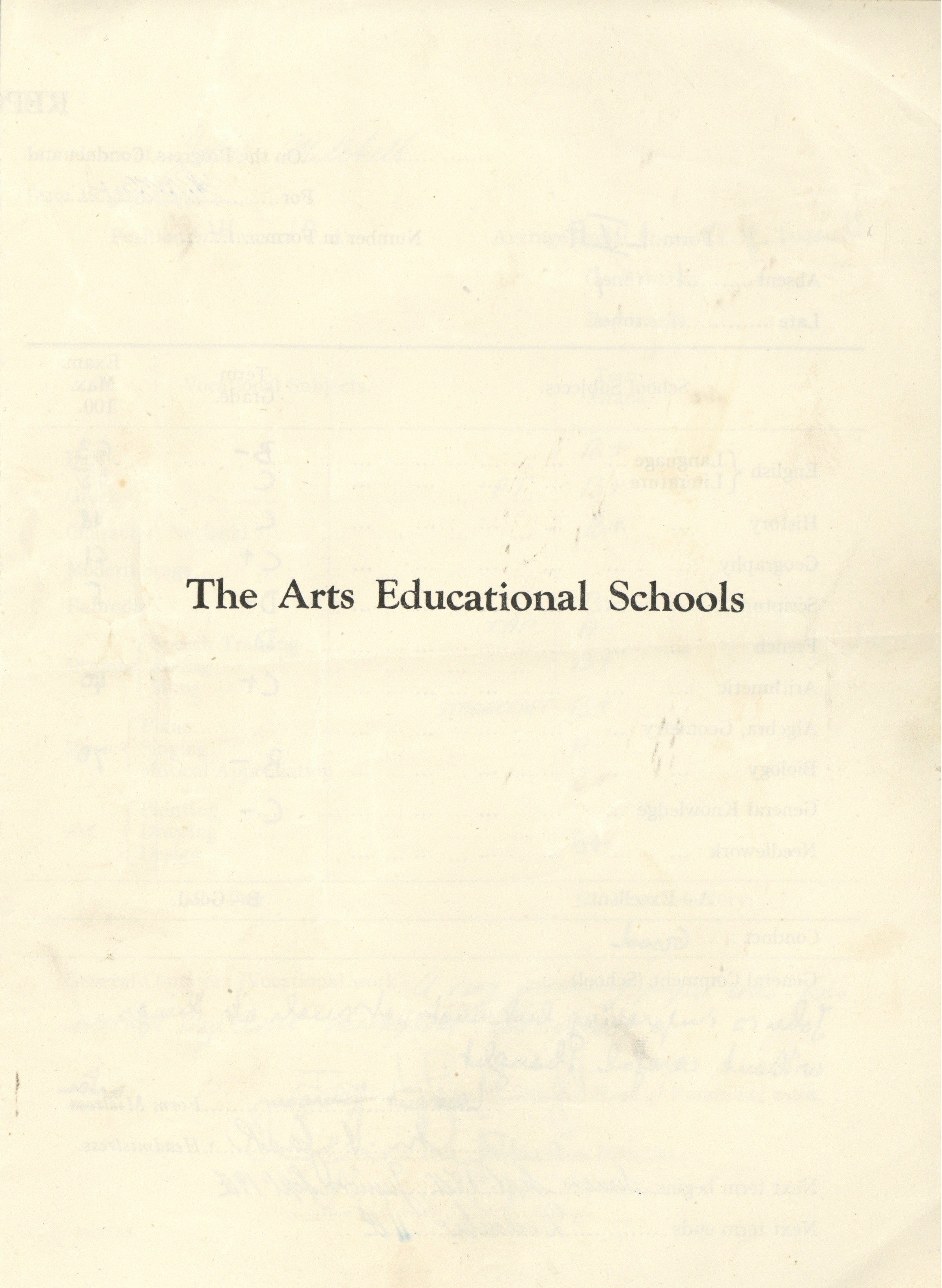 Mitch Mitchell school report card 1957