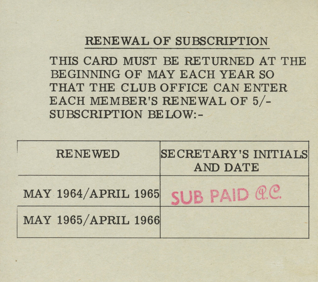Official Beatles Fan Club membership card