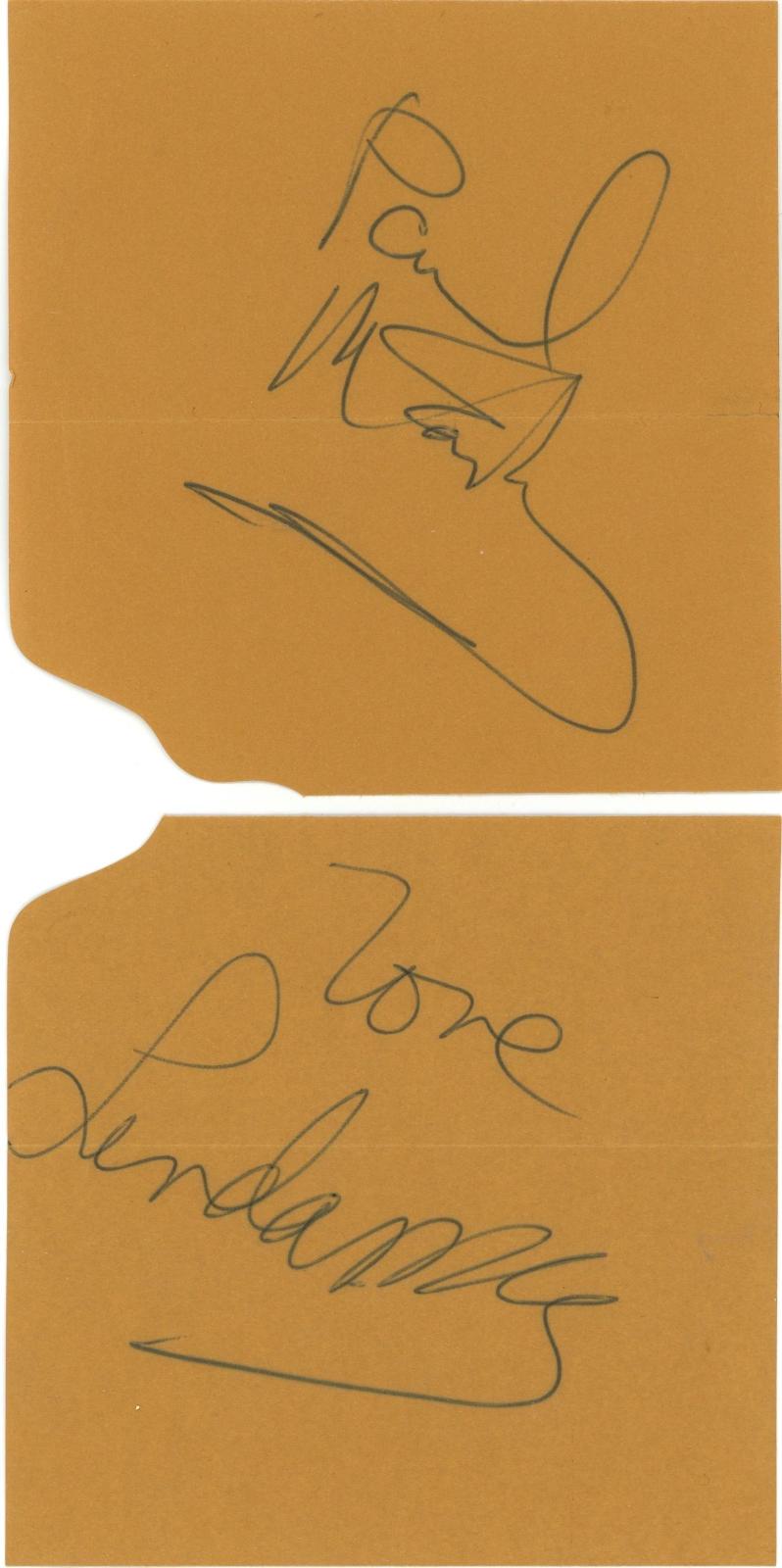 Paul and Linda McCartney autographs 1982