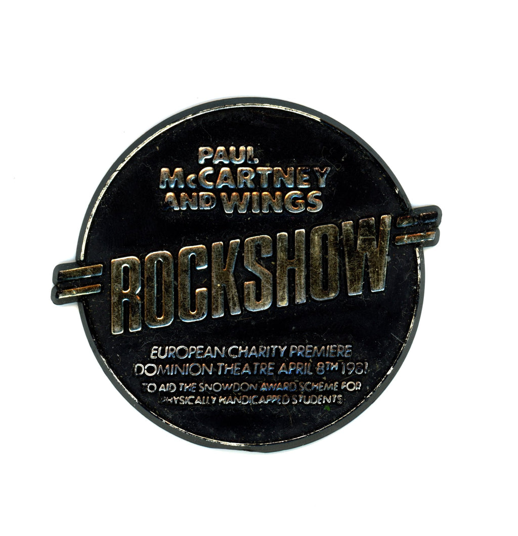 Paul McCartney and Wings Rockshow flyer and badge