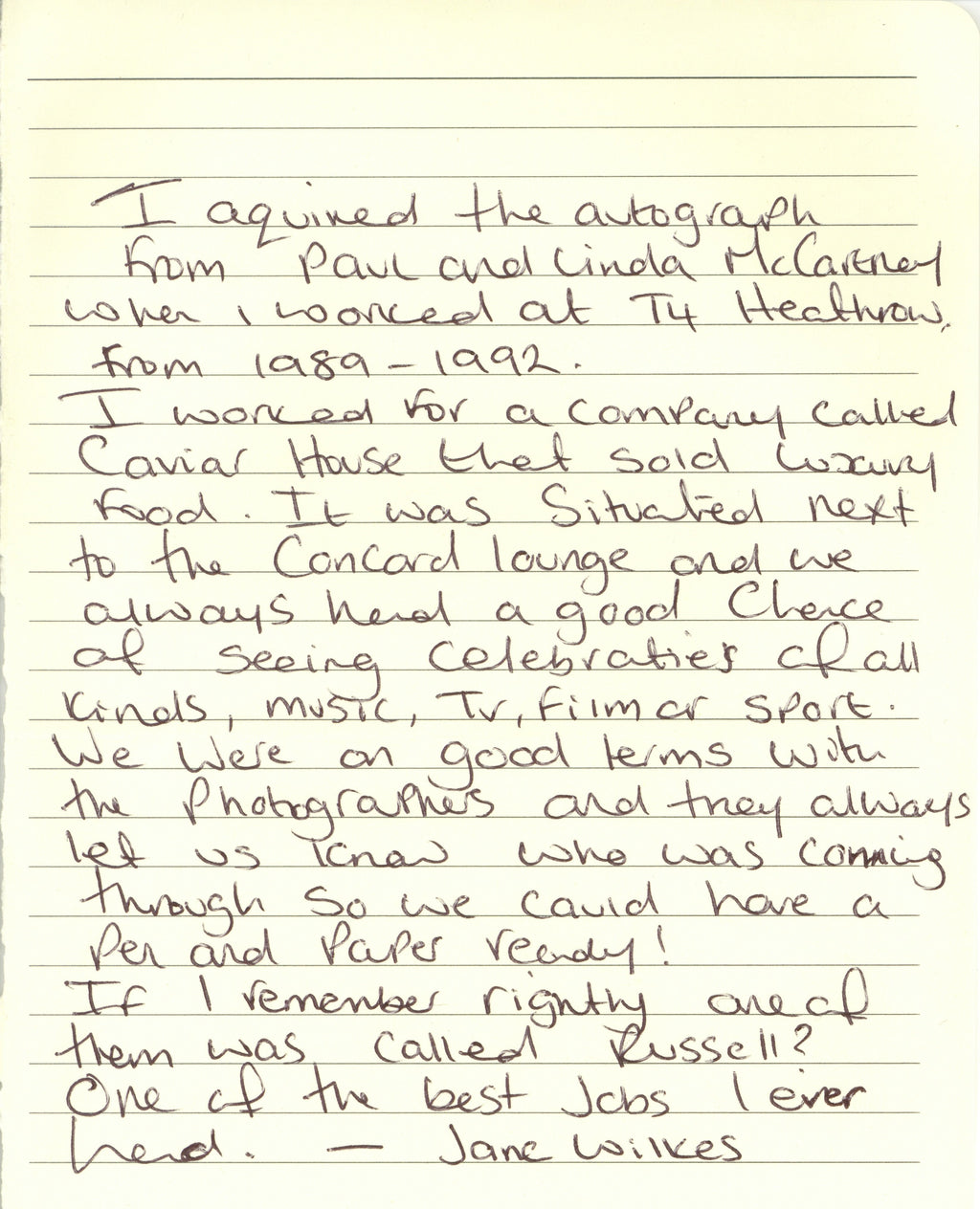 Paul and Linda McCartney autographs 1990s