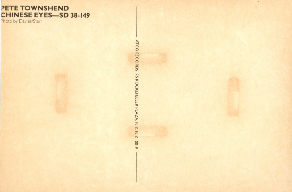 Pete Townshend signed promotional postcard