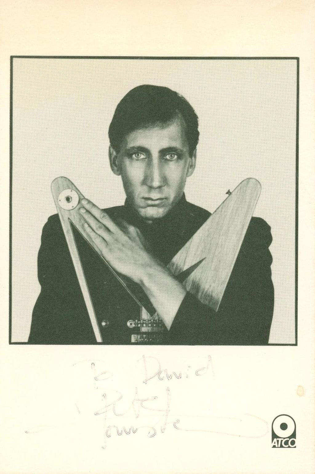 Pete Townshend signed promotional postcard