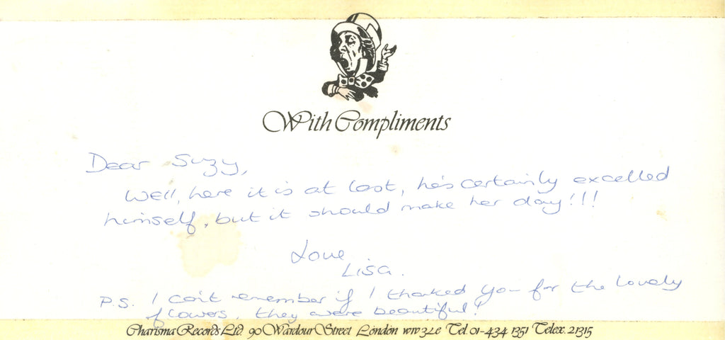 Peter Gabriel Handwritten Birthday poem