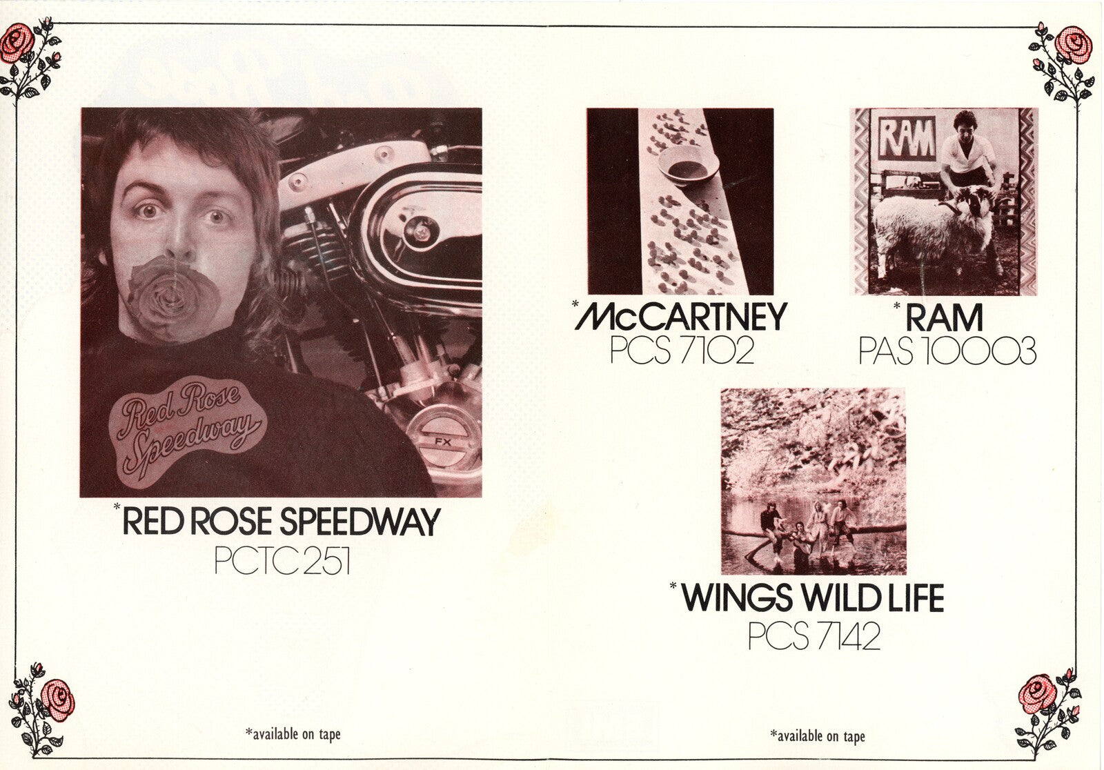 Red Rose Speedway promo leaflet 1973