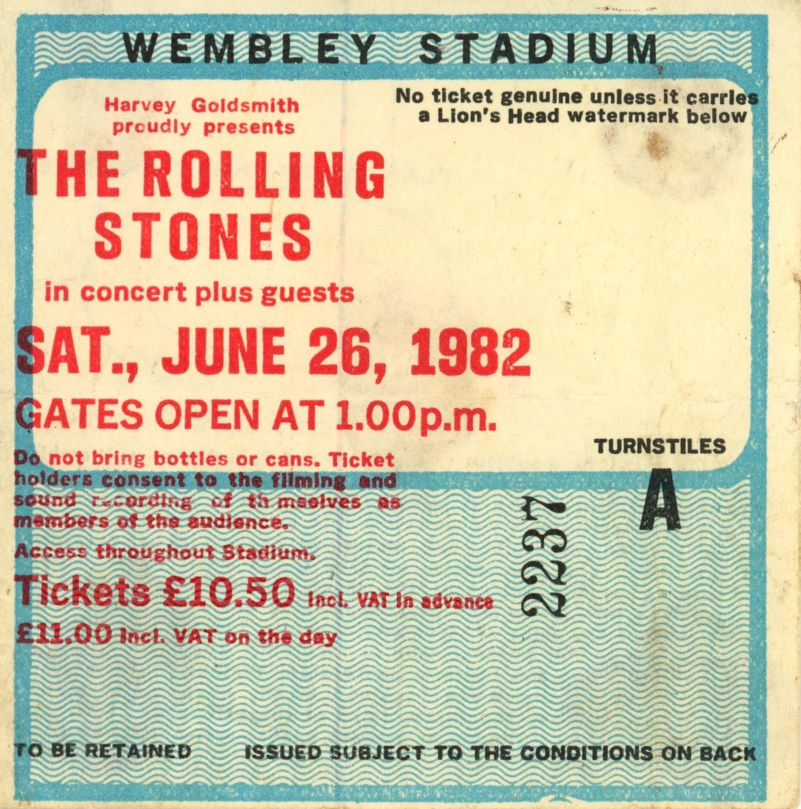 The Rolling Stones Ticket Stub 1982