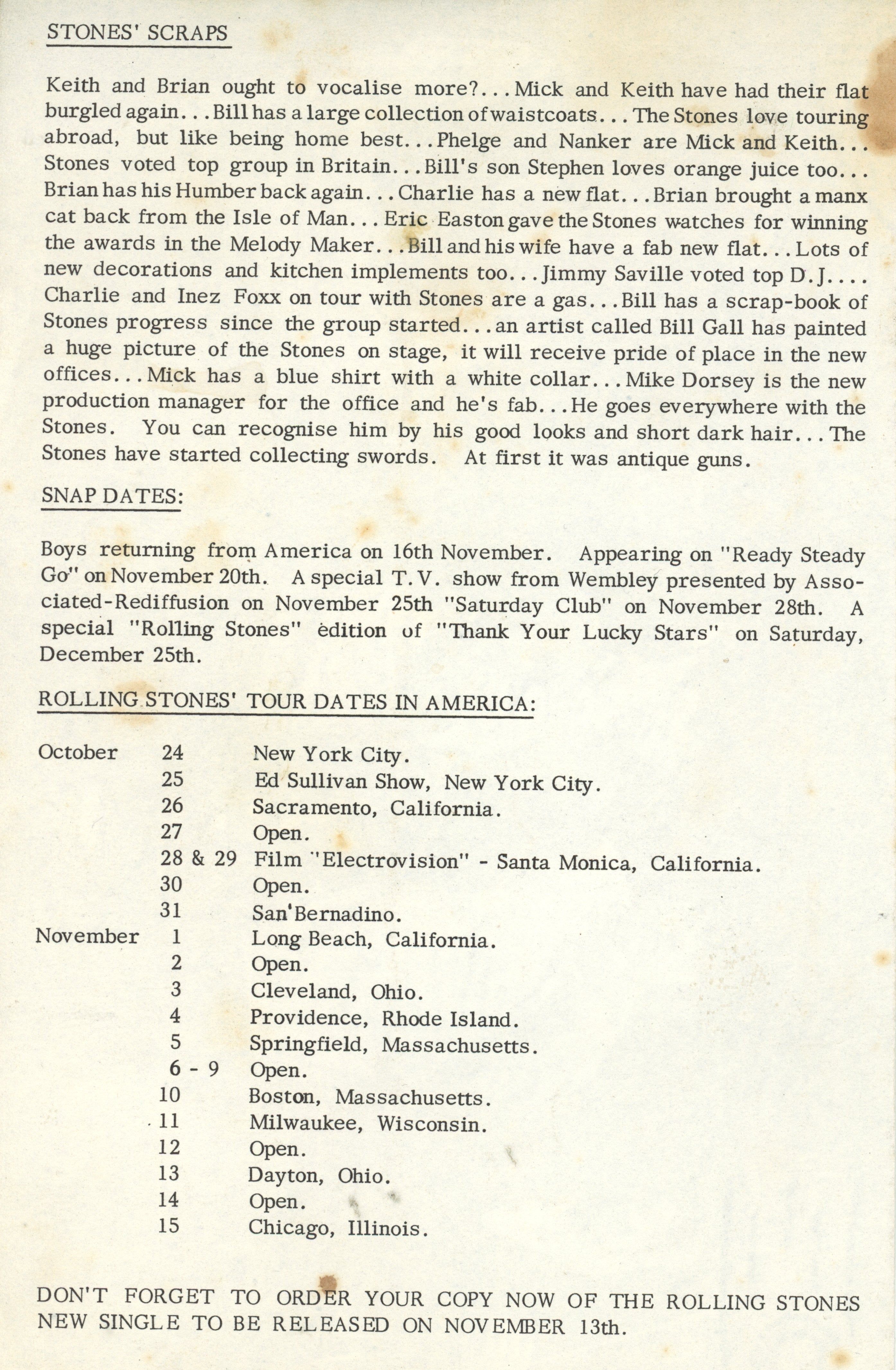 Rolling Stones Fan Club Newsletter
