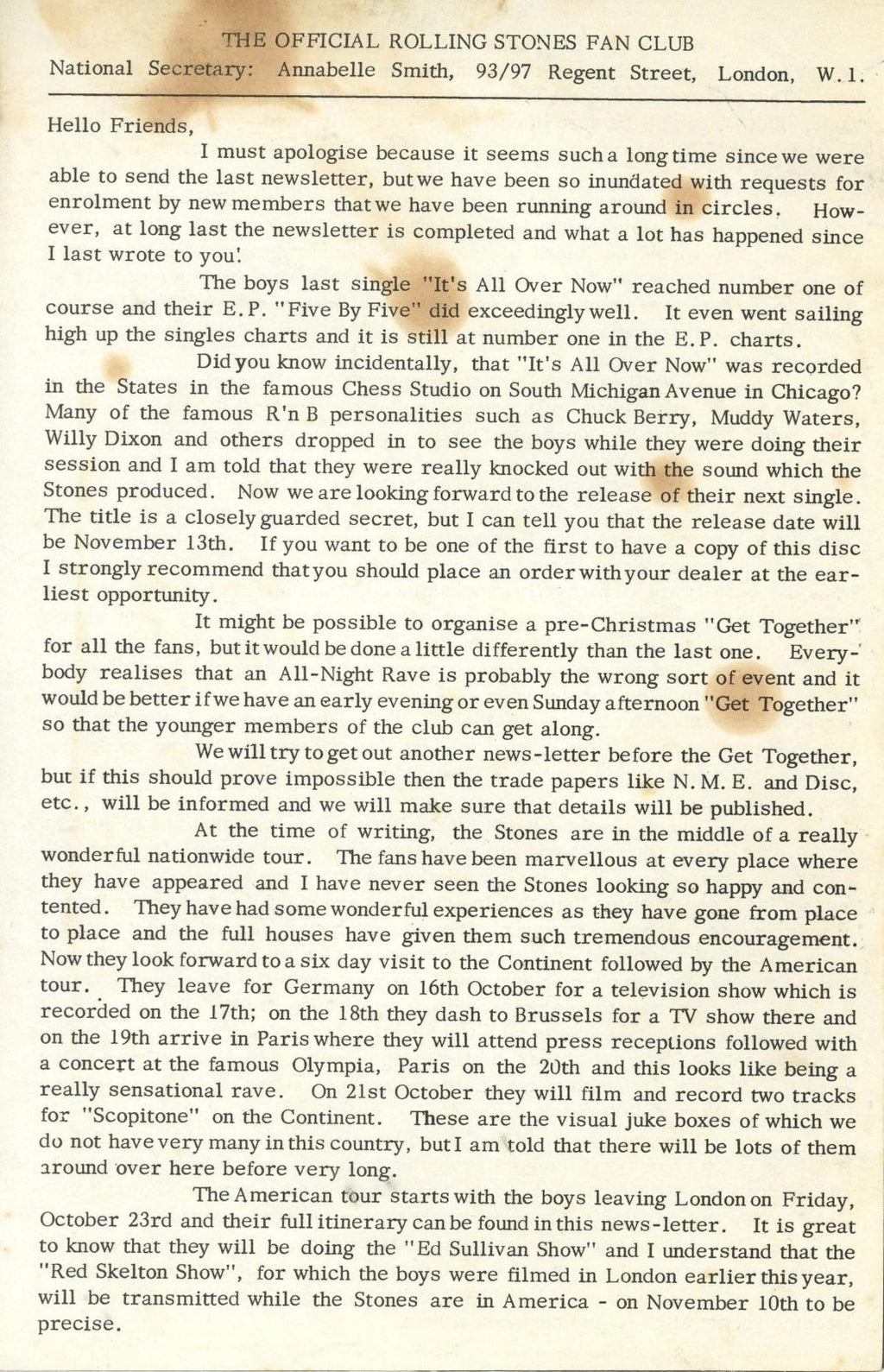 Rolling Stones Fan Club Newsletter