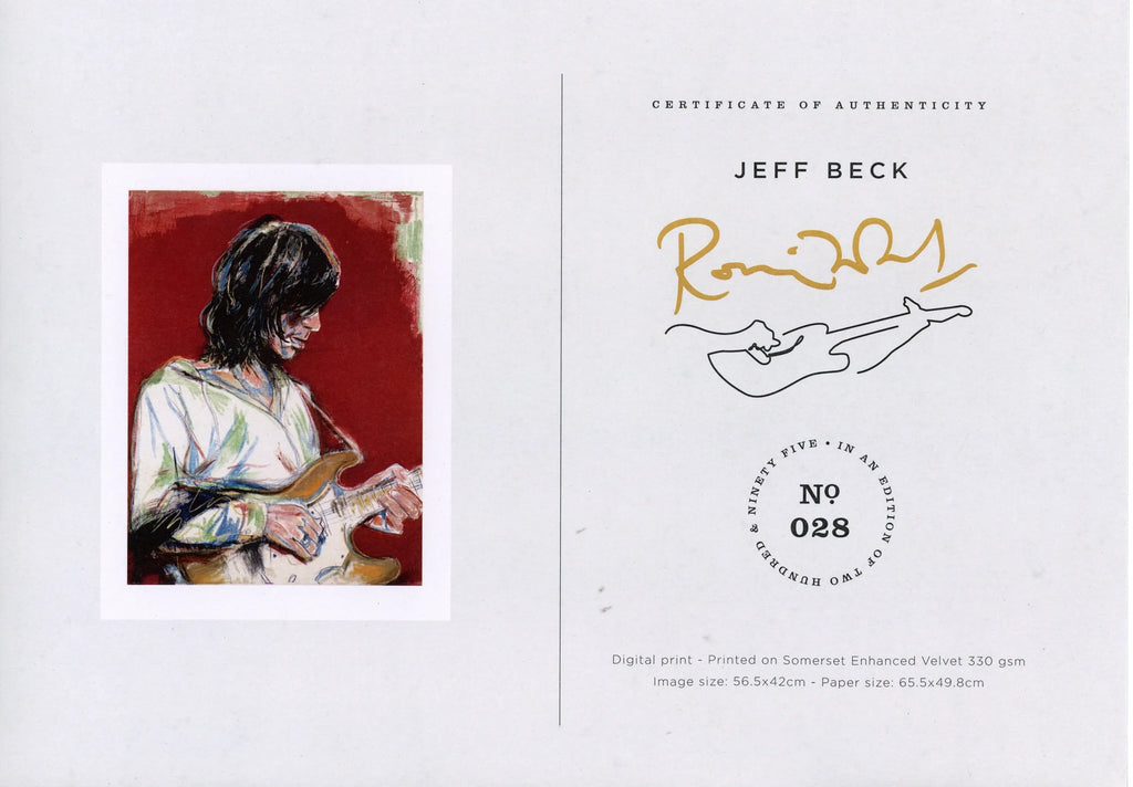 Ronnie Wood Limited edition signed “Jeff Beck” Print