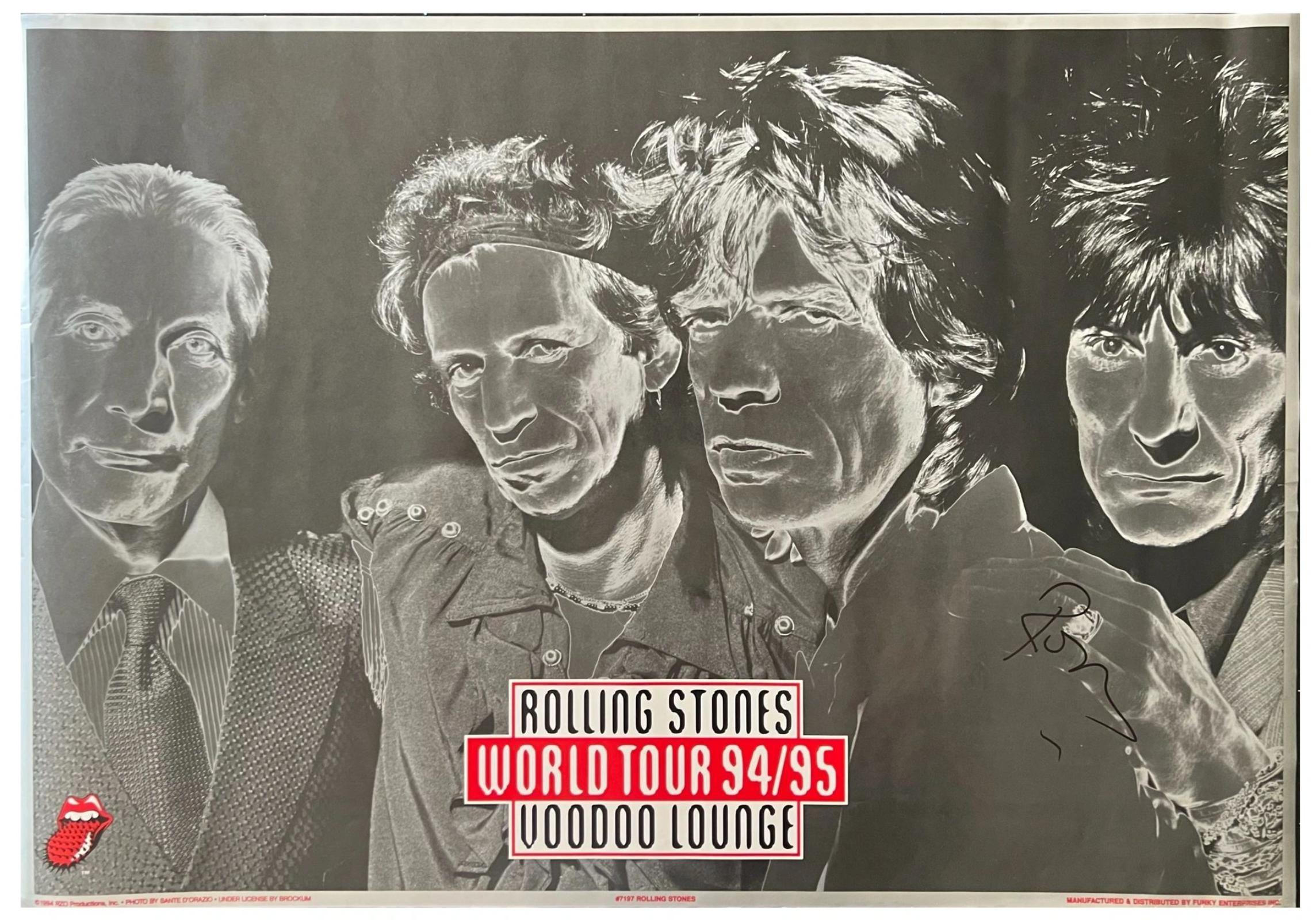 Rolling stones Ronnie wood signed voodoo lounge poster