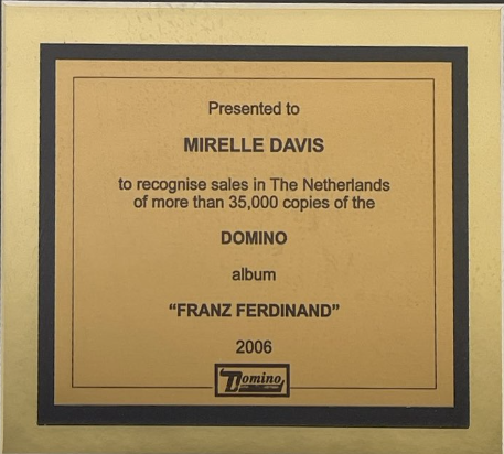 Franz Ferdinand Domino Records presentation award- Netherlands