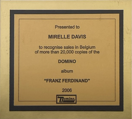 Franz Ferdinand Domino Records presentation award- Belgium