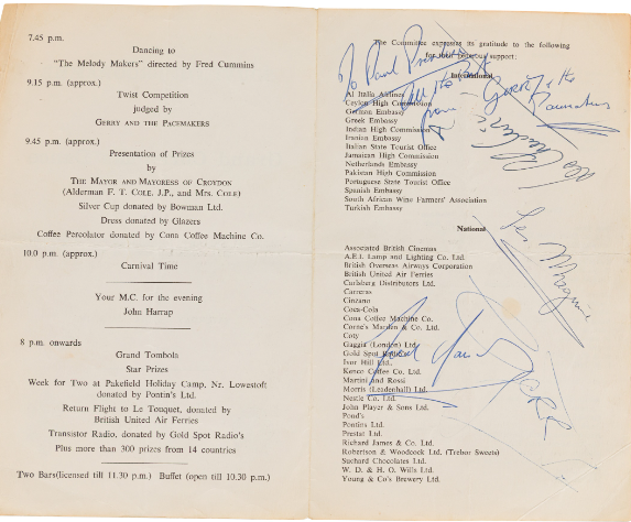 Gerry and The Pacemakers Signed souvenir programme
