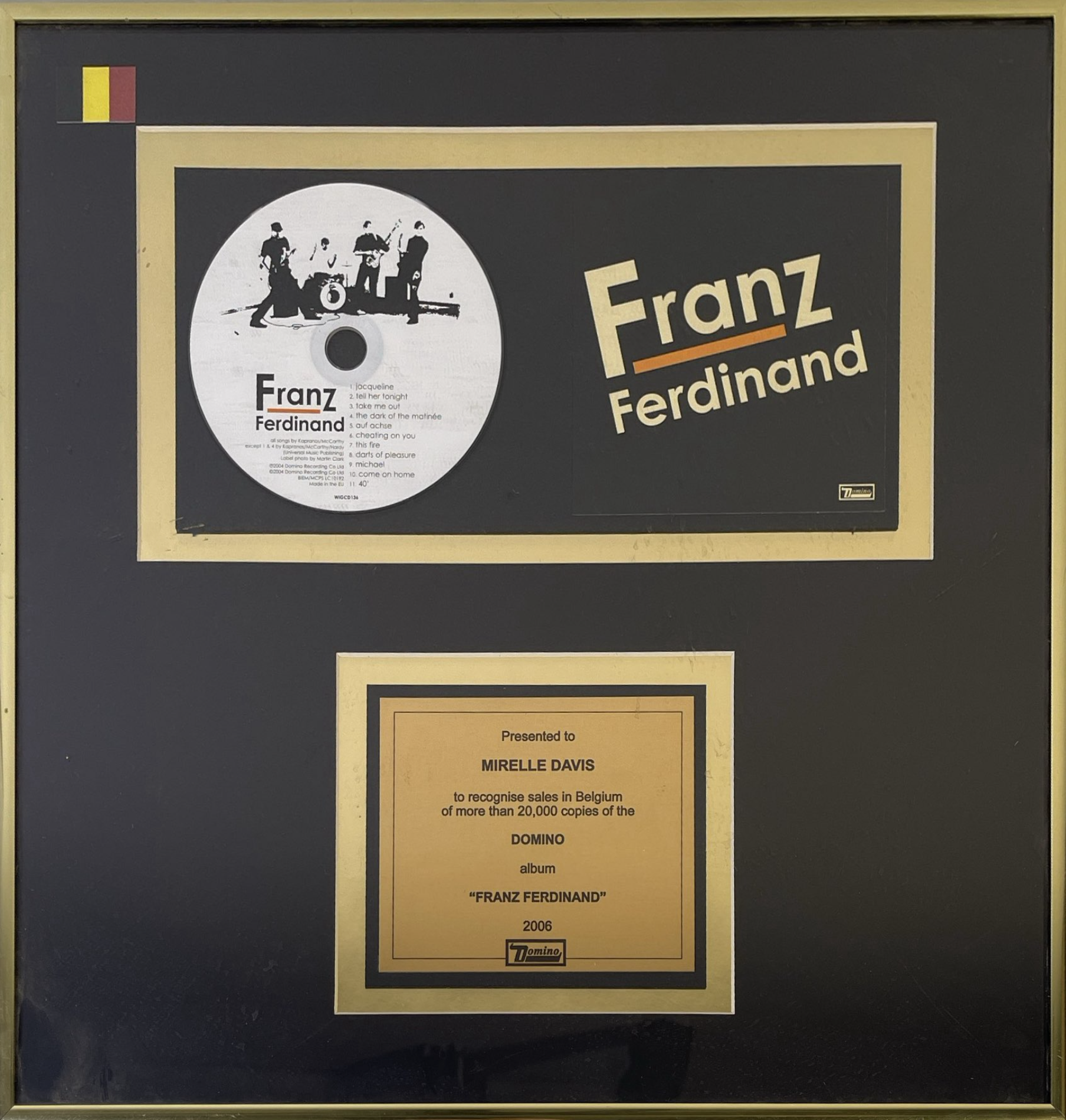 Franz Ferdinand Domino Records presentation award- Belgium
