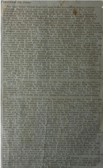 Frias Vale Hall concert flyer 1979