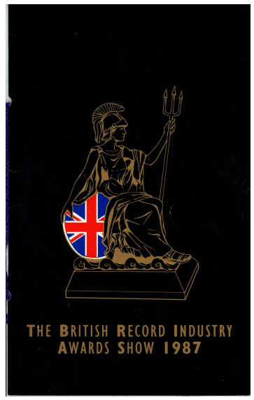 The British Record Industry Awards Show 1987 Dinner menu signed