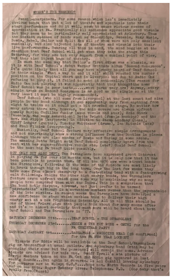 Frias Vale Hall concert flyer 1976