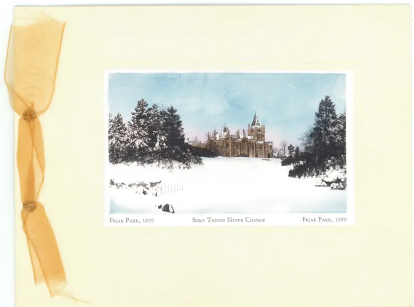 Olivia Harrison inscribed Friar Park Christmas Card with Printed Autographs