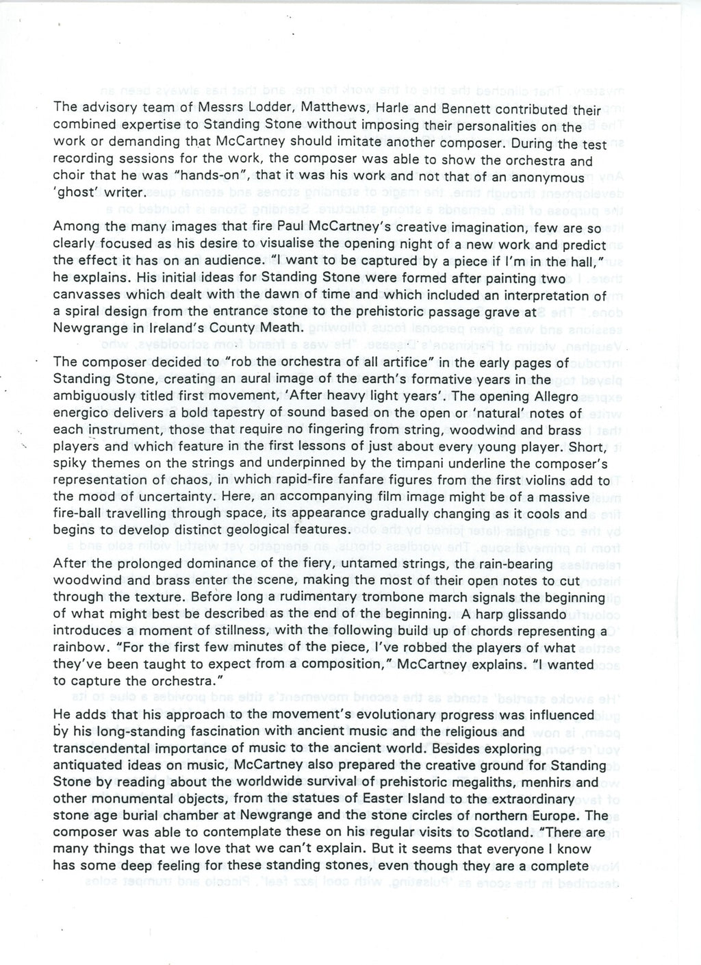 Paul McCartney Standing Stone Press Kit 1997