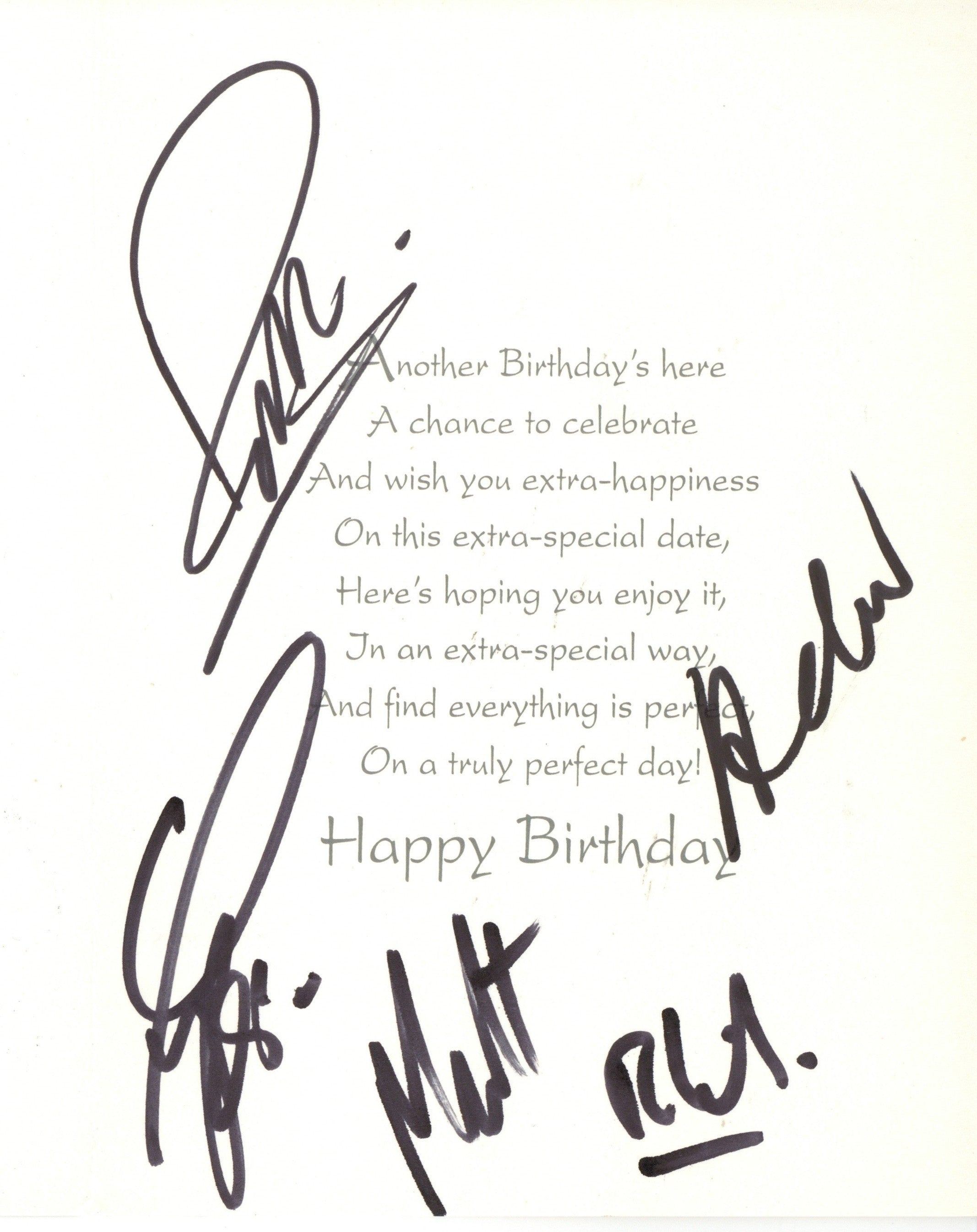 Status Quo signed birthday card