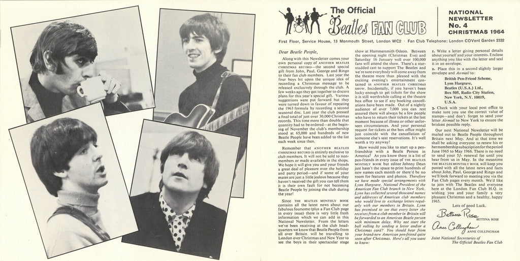 The Beatles 1964 Christmas Flexi Record with mailer and inserts