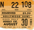 The Beatles Hollywood Bowl ticket stub 1965