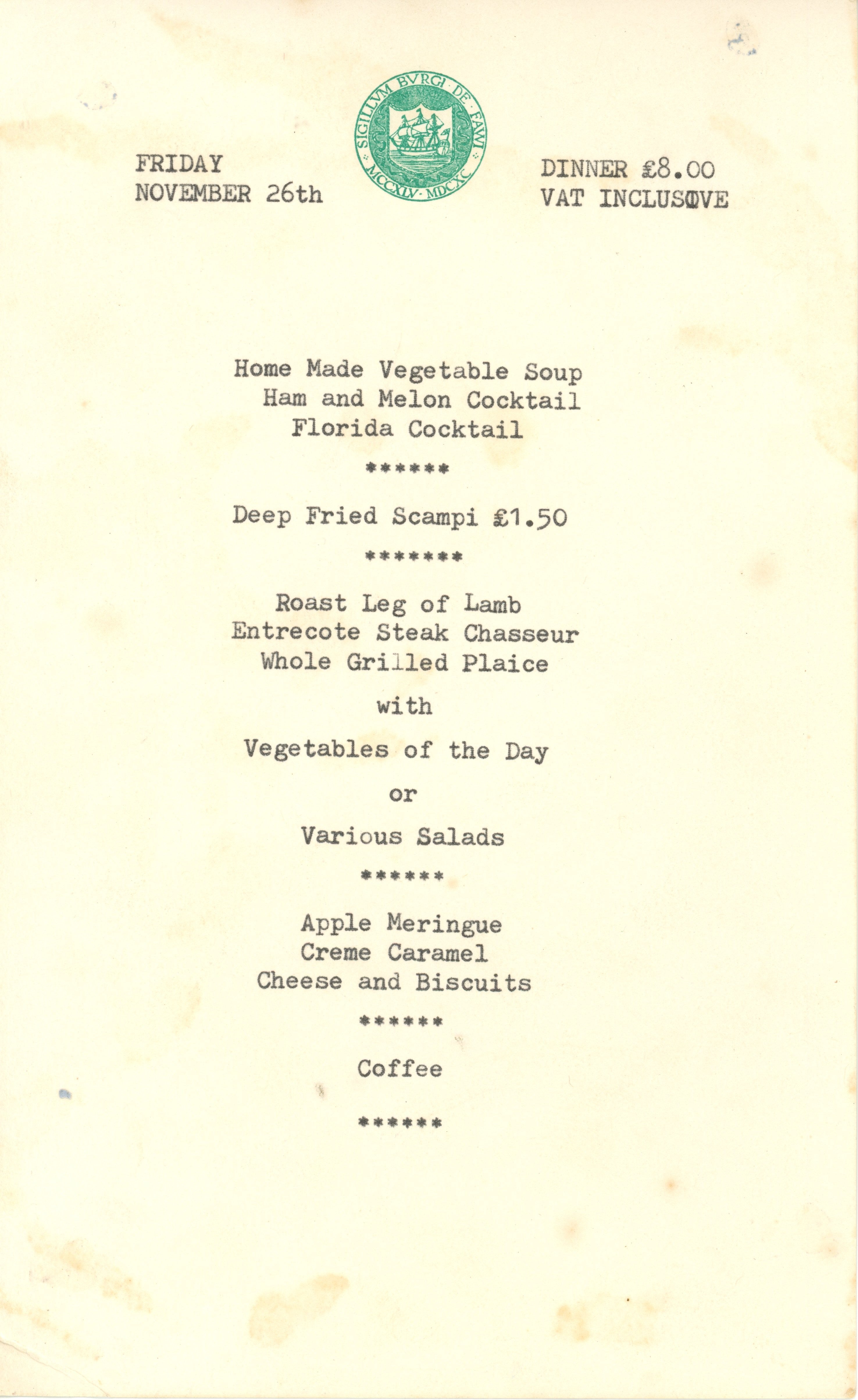 The Jam Signed Menu Card 1982