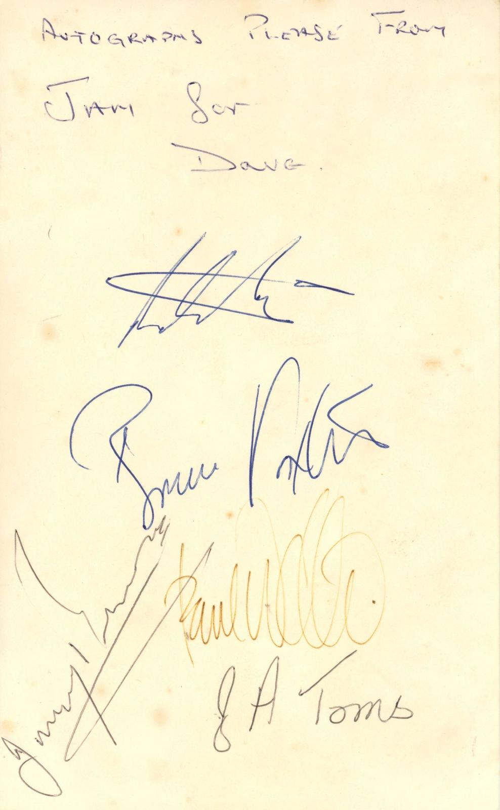 The Jam Signed Menu Card 1982