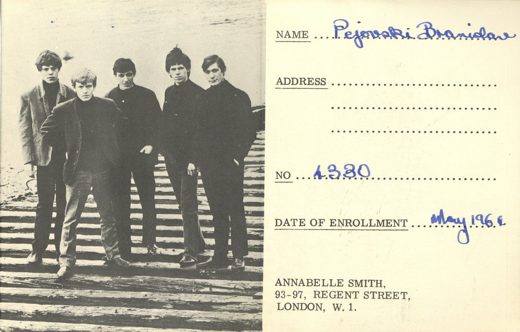 The Rolling Stones Official Membership Card 1964