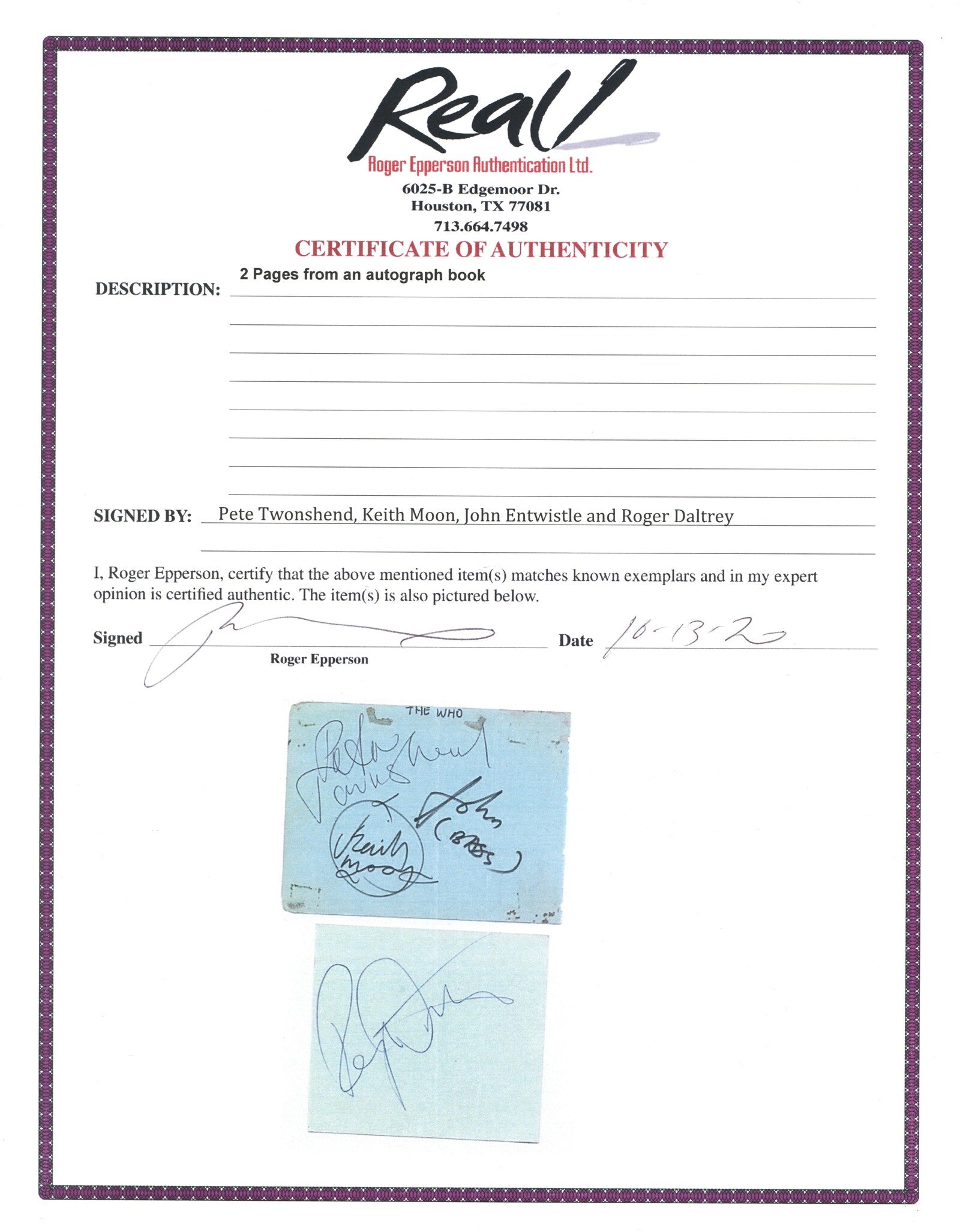 The Who Autographs 1960s