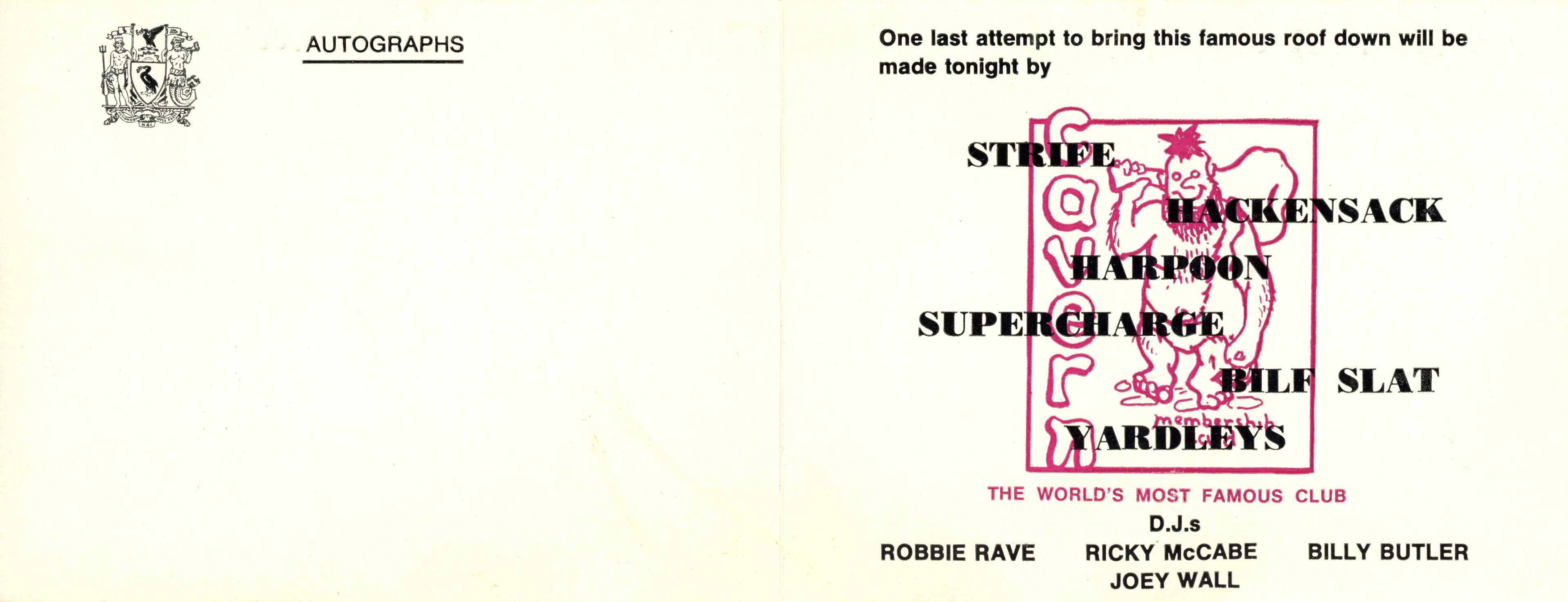 Last Night of the old Cavern Ticket 1973