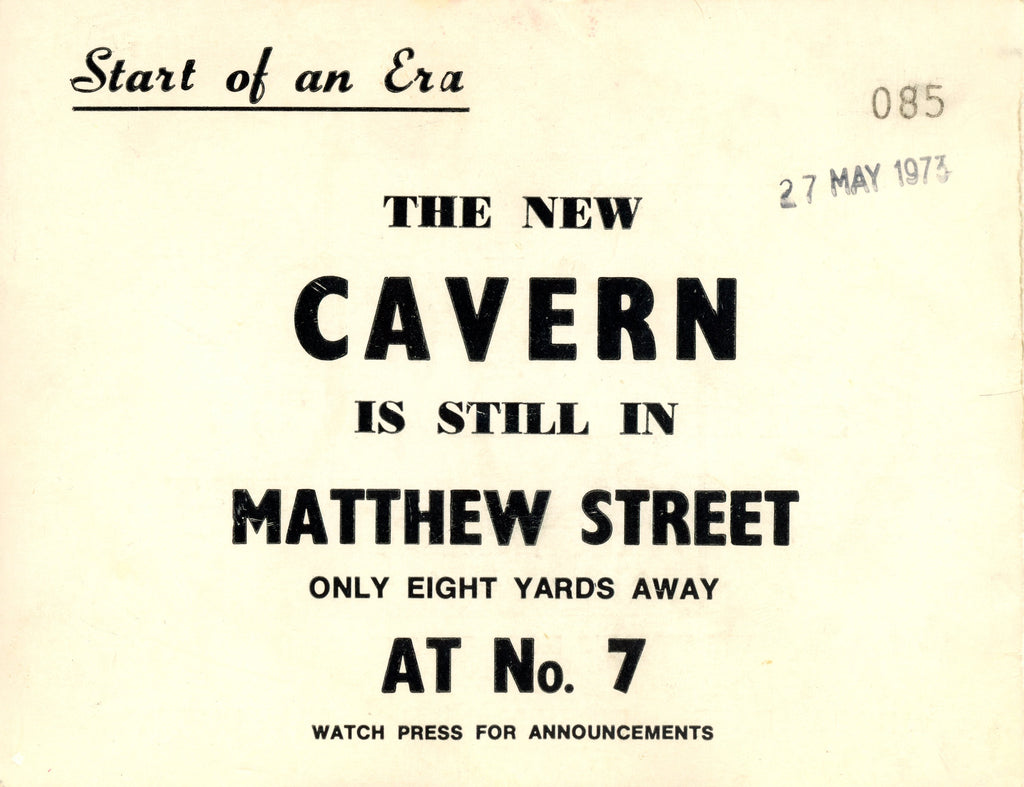 Last Night of the old Cavern Ticket 1973