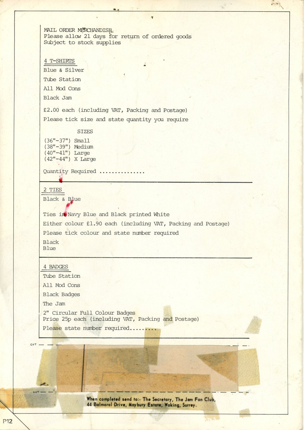 The Jam Signed fan club programme