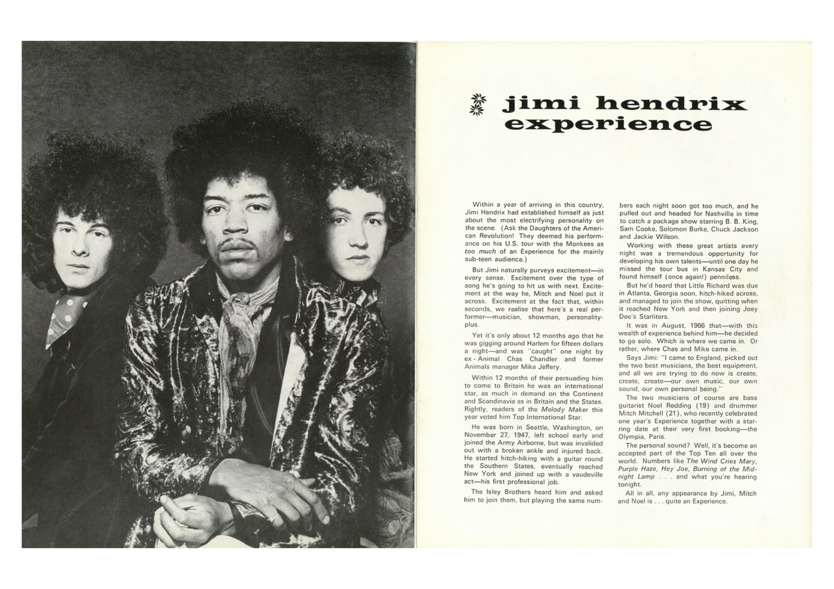 The Jimi Hendrix Experience and Pink Floyd 1967 UK Concert Tour Programme